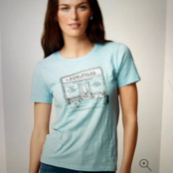 J. Crew Light Blue Graphic Short Sleeve Tee - Picture 1 of 4